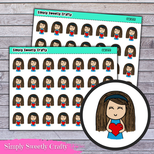 LOVE HEART "CAROLINE" Character Planner Stickers