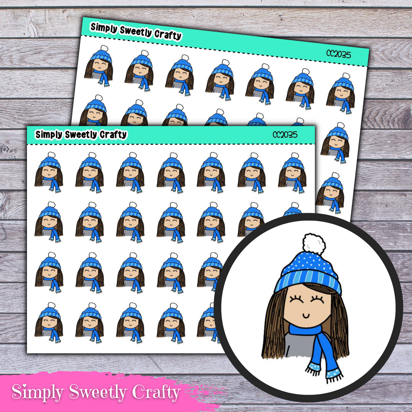 WINTER BUNDLE UP "CAROLINE" Character Planner Stickers