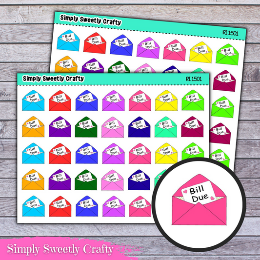 BILL DUE Icon Planner Stickers